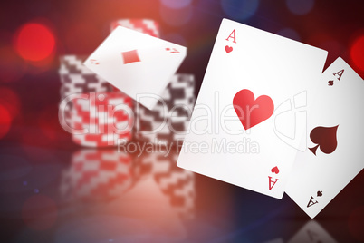Composite 3d image of ace of hearts card