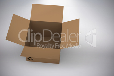 Composite image of 3d image of open cardboard box