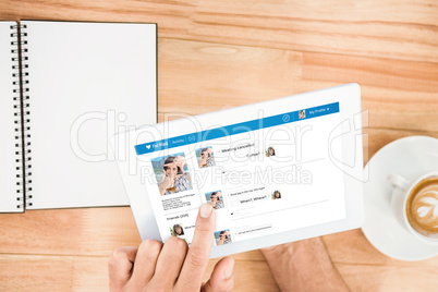 Hands holding blank screen 3d tablet