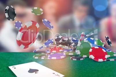 Composite image of vector image of 3d gambling chips