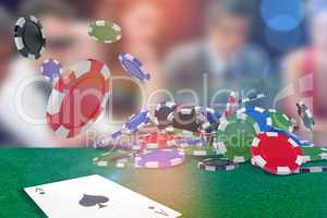 Composite image of vector image of 3d gambling chips