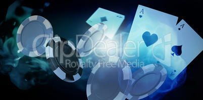 Composite image of illustration of 3d gambling chips