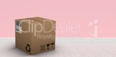 Composite image of 3d image of courier box on