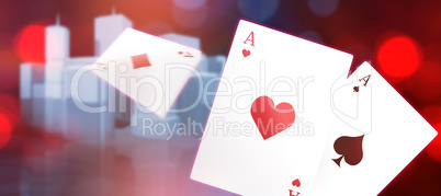 Composite 3d image of ace of hearts card