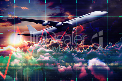 Composite 3d image of graphic airplane