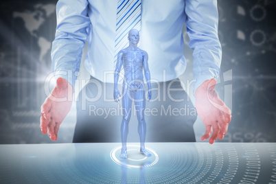 Composite 3d image of midsection of businessman pretending to hold invisible object