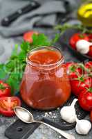 Tomato paste and fresh tomatoes, tomatos puree