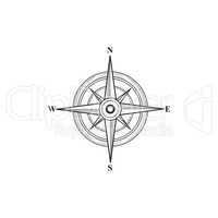 Compass sign. Wind rose hand sketch symbol. Navigation icon