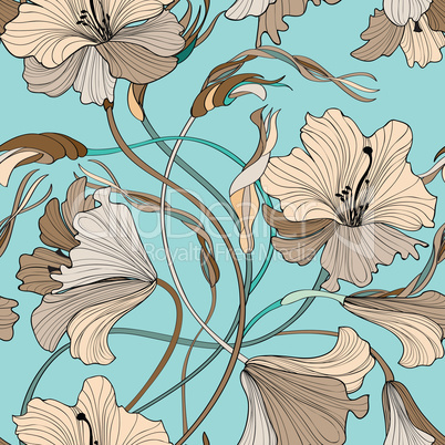 Floral seamless pattern. Flower bloom bouquet background. Orname