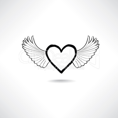 Love heart with wings. Valentine day icon. Lost love sign.