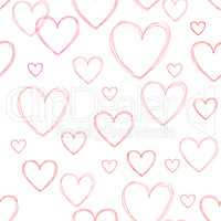 Love hearts seamless doodle line pattern. Valentine day holiday