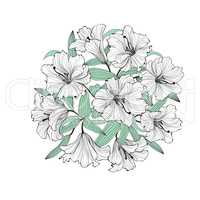 Flower lily bouquet isolated. Floral Greetinng card background