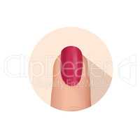 Nail polished finger sign. Nail beauty salon icon. Manicure nail
