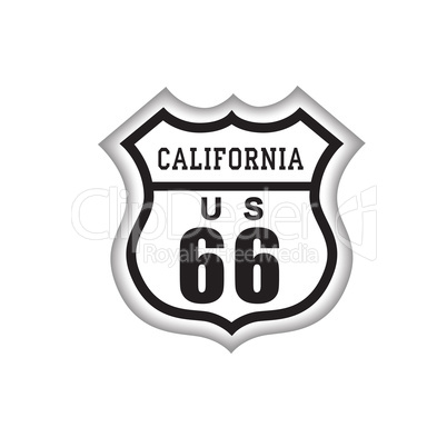 Travel USA road sign. Route 66 label with California icon