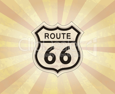 Route 66 sign. American road icon. Travel USA retro background.