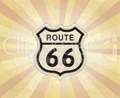 Route 66 sign. American road icon. Travel USA retro background.