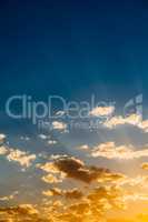 Beautiful Blue And Orange Tranquil Summer Sunset Background