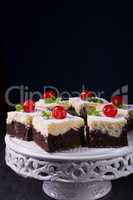 chocolate cream cake with cherries