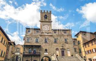 view of the town hall in the medieval city of Cortona