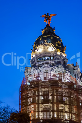 Metropolis building facade in Madrid