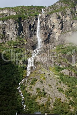 Waterfall nearby the Briksdalsbreen Glacier, Norway
