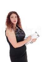 Business woman with clipboard.
