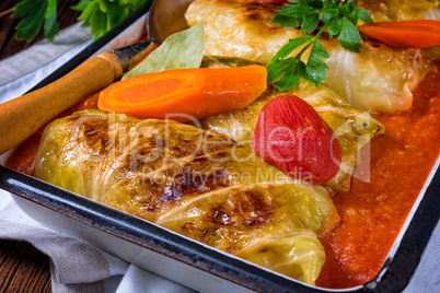 golabki - polish cabbage rolls in tomato sauce