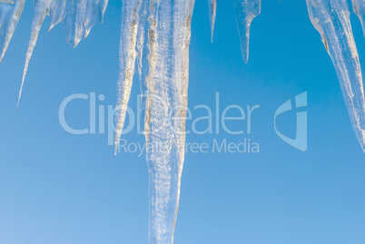 iced stalactites in a clear cold day