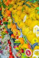 Oranges, lemons and other citrus fruits in a sicilian market