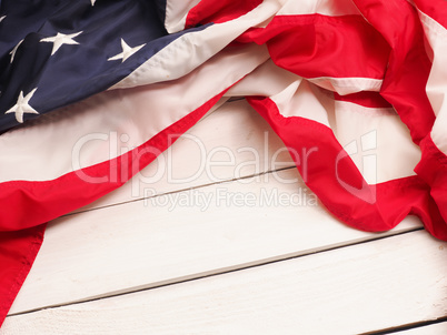 US flag on wood