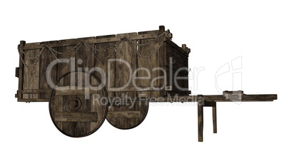 Vintage wooden wagon or cart - 3D render