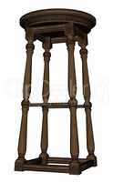 Vintage high wooden stool - 3D render