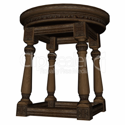 Vintage wooden stool - 3D render