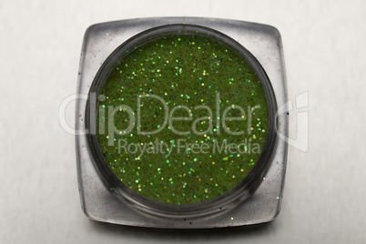 Green nail makeup glitter