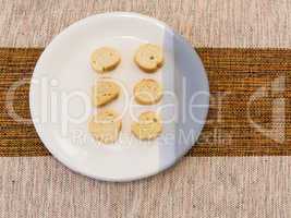 Diet food, small slices of bread toast