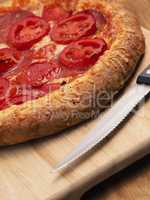 Tasty pizza with salami