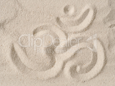 Om symbol in sand