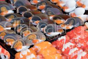 Fresh sushi at the outdoor market