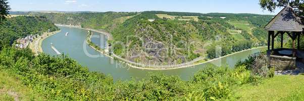 Rhine river in germany with lorelei rock