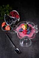 delicious pudding with  wild berry