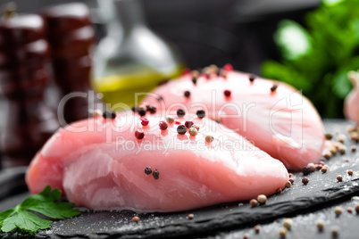 Raw chicken breasts, fillets