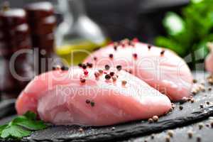 Raw chicken breasts, fillets