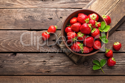 Fresh juicy strawberries with leaves. Strawberry.