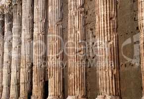 Classical columns at the front of the pantheon in Rome