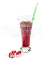 Berry juice and red currants isolated on white background