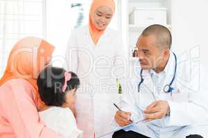 Sick children consulting doctor