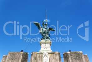 Bronze Statue of the archangel Michael on top of Castel Sant Ang