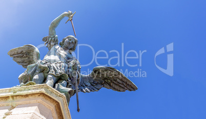 close up of the bronze angel at the top of Castel Sant Angelo in