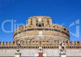 front view of the famous Castel Sant Angelo (castle of the holy