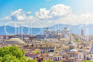 Panoramic view of rome with the Capitoline hill, Vittoriano and